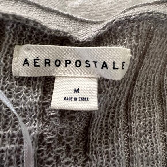 AEROPOSTALE Sweater Womens Medium Gray Cardigan Plunging V-Neck Fitted Retro Y2K - Picture 7 of 12